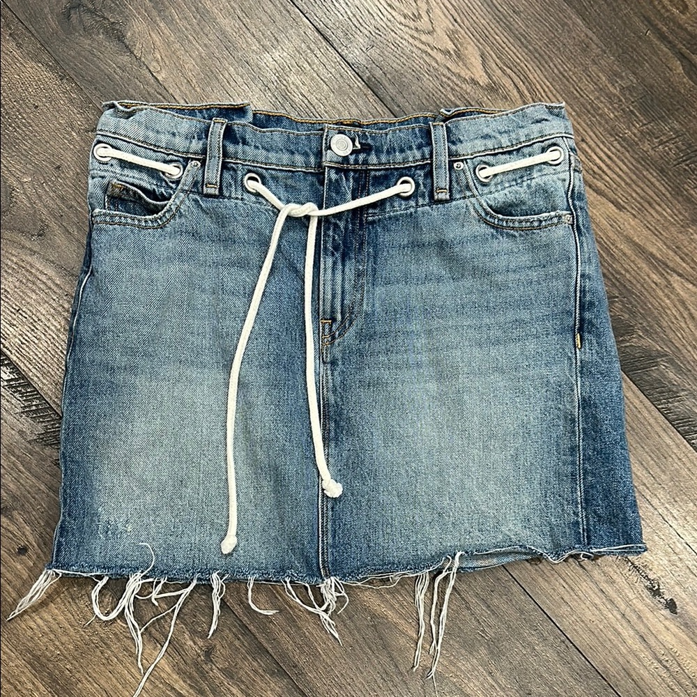 HUDSON JEANS Grommet Tie-Waist Denim Mini Skirt Size 26